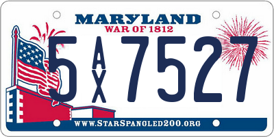 MD license plate 5AX7527