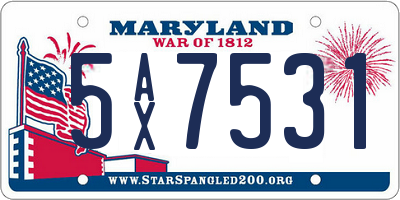 MD license plate 5AX7531