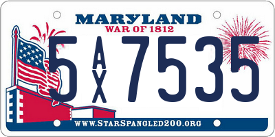 MD license plate 5AX7535