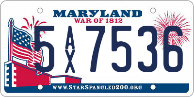MD license plate 5AX7536