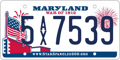 MD license plate 5AX7539