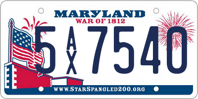 MD license plate 5AX7540