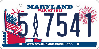 MD license plate 5AX7541