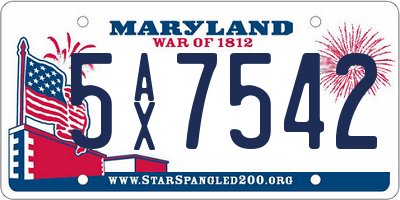 MD license plate 5AX7542