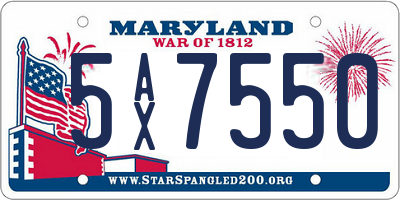 MD license plate 5AX7550