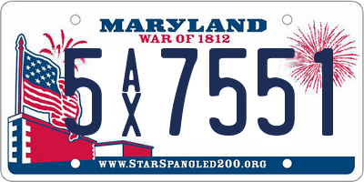 MD license plate 5AX7551