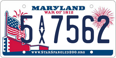 MD license plate 5AX7562