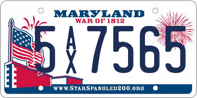 MD license plate 5AX7565