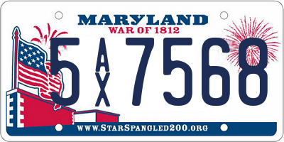 MD license plate 5AX7568
