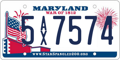 MD license plate 5AX7574