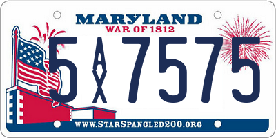 MD license plate 5AX7575