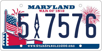 MD license plate 5AX7576