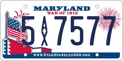 MD license plate 5AX7577