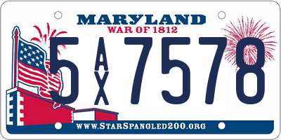 MD license plate 5AX7578