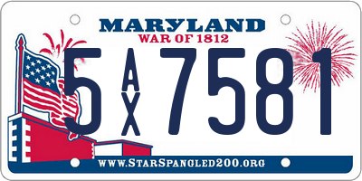 MD license plate 5AX7581