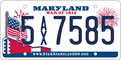 MD license plate 5AX7585