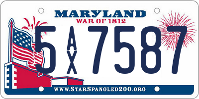 MD license plate 5AX7587
