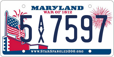 MD license plate 5AX7597