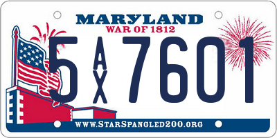 MD license plate 5AX7601