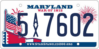MD license plate 5AX7602