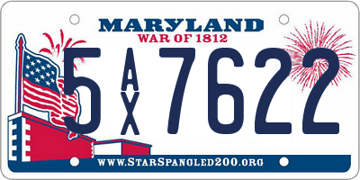 MD license plate 5AX7622