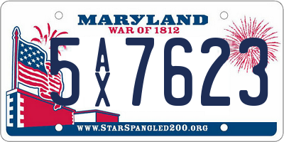 MD license plate 5AX7623