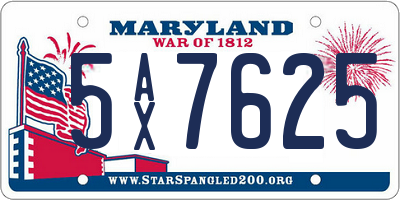MD license plate 5AX7625
