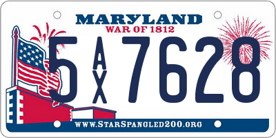 MD license plate 5AX7628