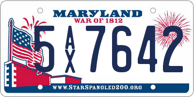 MD license plate 5AX7642