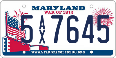 MD license plate 5AX7645