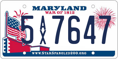 MD license plate 5AX7647