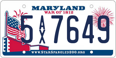 MD license plate 5AX7649