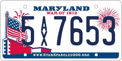MD license plate 5AX7653