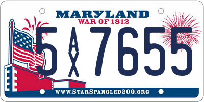 MD license plate 5AX7655