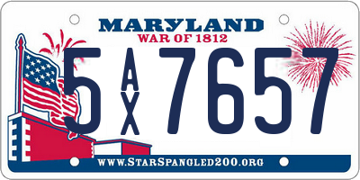 MD license plate 5AX7657