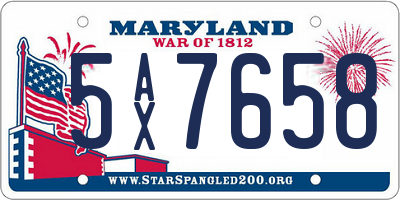 MD license plate 5AX7658