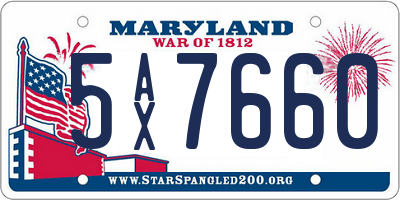MD license plate 5AX7660