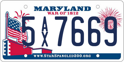 MD license plate 5AX7669