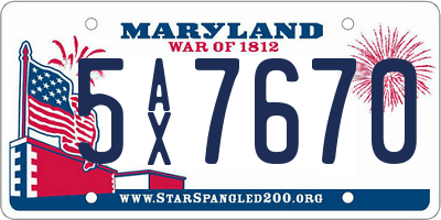 MD license plate 5AX7670