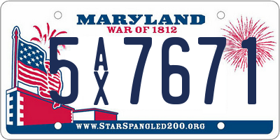 MD license plate 5AX7671
