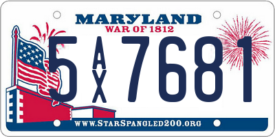 MD license plate 5AX7681