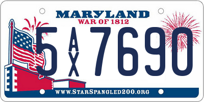 MD license plate 5AX7690
