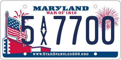 MD license plate 5AX7700