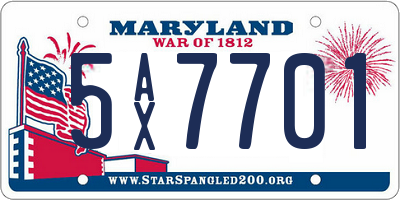MD license plate 5AX7701