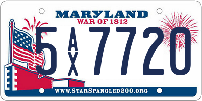 MD license plate 5AX7720