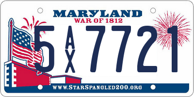 MD license plate 5AX7721