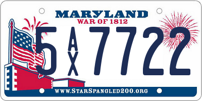 MD license plate 5AX7722