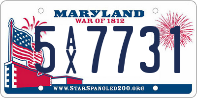 MD license plate 5AX7731