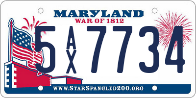 MD license plate 5AX7734