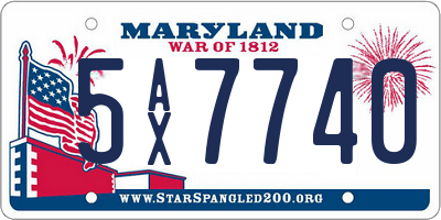 MD license plate 5AX7740